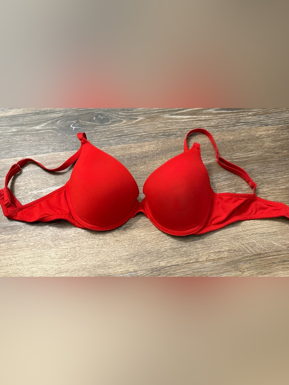 PINK Victoria Secret Red Push Up Bra 34C Lined Tee Shirt Adjustable
